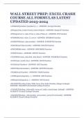 WALL STREET PREP&colon; EXCEL CRASH COURSE ALL FORMULAS LATEST UPDATED 2023-2024