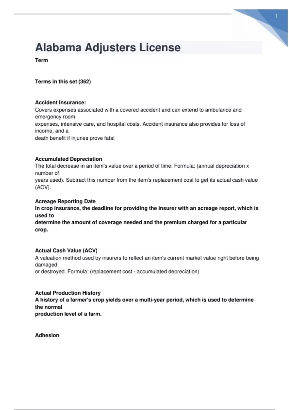 Alabama Adjusters License Exam Questions and Answers (verified answers