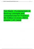 Test Bank - Fundamentals of Nursing Concepts and Competencies for Practice, 9th Edition (Craven, 2021)-chapter 1-43- latest
