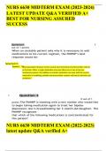 NURS 6630 MIDTERM EXAM (2023-2024) LATEST UPDATE Q&A VERIFIED A+ BEST FOR NURSING ASSURED SUCCESS