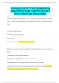 PSI REAL ESTATE SALESPERSON  PRACTICE EXAM LATEST UPDATE  WITH VERIFIED SOLUTIONS