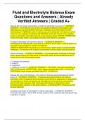 Fluid and Electrolyte Balance Exam Questions and Answers | Already Verified Answers | Graded A+