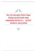 PN 223 OB AND PEDS FINAL  EXAM QUESTIONS AND  ANSWERS RATED A&plus; LATEST  UPDATE 2022&sol;2023