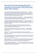 Florida Class E Knowledge Exam All Questions and Answers 2023-2024&comma;Test Bank 100&percnt; Verified