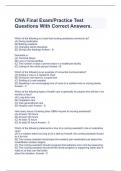 CNA Final Exam&sol;Practice Test Questions With Correct Answers&period;