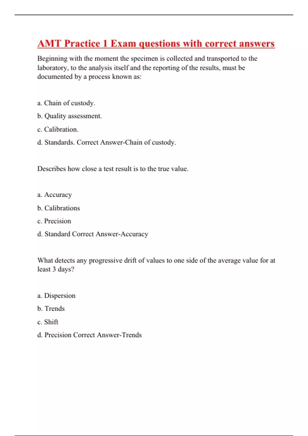 AMT Practice 1 Exam questions with correct answers AMT Stuvia US