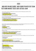 2023 HESI PN MED SURGE &sol;MED SURGE PN HESI EXIT EXAM TEST BANK NEWEST 2023-2024 ACTUAL EXAM 