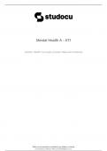 ATI MENTAL HEALTH EXAM A (70 Q&A), Latest 2021 & 100% Verified