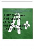 AHIP Questions And Answers (Actual test 100% verified) LATEST 2022.