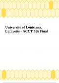 University of Louisiana, Lafayette - ACCT 526 Final