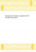 University of Louisiana, Lafayette ACCT 526 Mid Term Exam