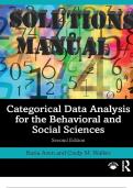 Categorical Data Analysis for the Behavioral and Social Sciences 2nd Edition by Razia Azen and Cindy M. Walker. All Chapters 1-11. SOLUTIONS MANUAL Test Bank