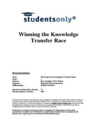 Summary Winning the Knowledge Transfer Race