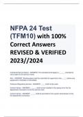 NFPA 24 Test  (TFM10) with 100%  Correct Answers REVISED & VERIFIED  2023//2024
