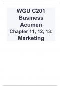 &lpar;answered 2023&sol;2024&rpar;WGU C201 Business Acumen Chapter 11&comma; 12&comma; 13 Marketing