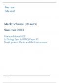 Pearson Edexcel  In Biology Spec A (8BN0) Paper 02 Development, Plants and the Environment  Marking scheme june 2023 