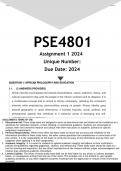 PSE4801 Assignment 1 (ANSWERS) 2024 - DISTINCTION GUARANTEED