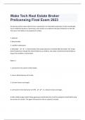 Wake Tech Real Estate Broker Prelicensing Final Exam 2023 |100 Questions with 100% Correct Answers | Updated & Verified