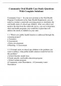 Community Oral Health Case Study Questions With Complete Solutions