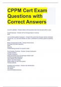 Bundle For CPPM Exam Questions with All Correct Answers