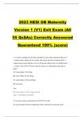2023 HESI OB Maternity Version 1 (V1) Exit Exam (All 55 Qs$As) Correctly Answered  Quaranteed 100% (score)