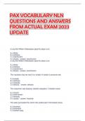 PAX VOCABULARY NLN  QUESTIONS AND ANSWERS  FROM ACTUAL EXAM 2023 UPDATE