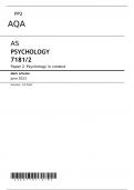 AQA AS LEVEL  PSYCHOLOGY 7181/2 Paper 2 JUNE 2023 FINAL MARK SCHEME  Psychology in context