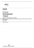 AQA A-level PSYCHOLOGY 7182/2 Paper 2  JUNE 2023 FINAL MARK SCHEME Psychology in context 