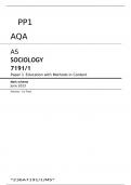 AQA AS LEVEL  SOCIOLOGY 7191&sol;1 Paper 1 JUNE 2023 FINAL MARK SCHEME  Education with Methods in Context
