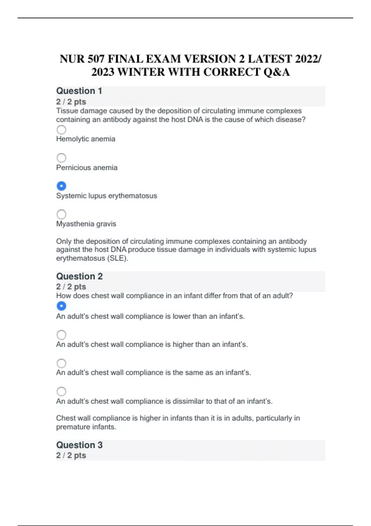 NUR 507 FINAL EXAM VERSION 2 LATEST 2022/ 2023 WINTER WITH CORRECT Q&A