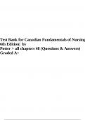 Test Bank for Canadian Fundamentals of Nursing&comma;  6th Edition&vert; by  Potter > all chapters 48 &lpar;Questions & Answers&rpar;  Graded A&plus;