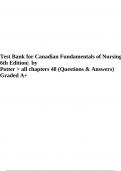 Test Bank for Canadian Fundamentals of Nursing,  6th Edition| by  Potter > all chapters 48 (Questions & Answers)  Graded A+