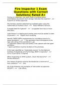 Fire Inspector 1 Exam Questions with Correct Solutions| Rated A+