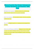 Massachusetts Real Estate Salesperson  License Questions and Answers 100&percnt;  Pass