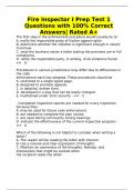 Fire Inspector I Prep Test 1 Questions with 100% Correct Answers| Rated A+