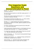 Fire Inspector Exam Questions and Answers(Graded to Pass)