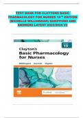 TEST BANK FOR CLAYTONS BASIC PHARMACOLOGY FOR NURSES 19TH EDITION (MICHELLE WILLIHNGAN) QUESTIONS AND ANSWERS LATEST 2023/2024 V2