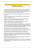 BMAL 590 Quantitative Research Techniques and Statistics Exam 2023