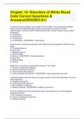 Chapter 12- Disorders of White Blood Cells Correct Questions & Answers(GRADED A+)