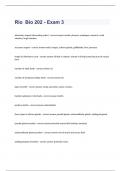 Rio - Bio 202 - Exam 3 questions and verified  correct answers 2023