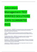 Laboratory  Management TEST  VERIFIED SOLUTIONS  100% GUARANTEE  PASS