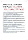 Leadership & Management  HESI Practice SOLUTIONS  100% CORRECT ANSWERS