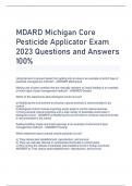 MDARD Michigan Core  Pesticide Applicator Exam 2023 Questions and Answers 100&percnt;