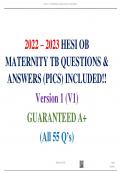 022 – 2023 HESI OB  MATERNITY TB QUESTIONS &  ANSWERS (PICS) INCLUDED!! Version 1 (V1) GUARANTEED A+ (All 55 Q’s)