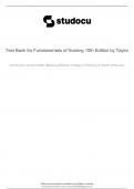 Test Bank for Fundamentals of Nursing 10th Edition by Taylor Chapter 1-47 &vert; Complete Guide Newest Version 2023