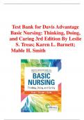 Test Bank Davis Advantage for Basic Nursing Thinking, Doing, and Caring Thinking, Doing, and Caring Third Edition by Leslie S. Treas |Test Bank| Chapter 1-46|Complete Guide A+