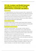 NY Life, Accident, and Health Insurance Agent/Broker Exam Series 17-55| 200 QUESTIONS| ANSWERS GRADED A