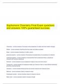   Sophomore Chemistry Final Exam questions and answers 100% guaranteed success.
