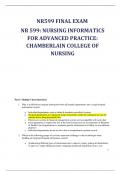 NR 599: NURSING INFORMATICS FOR ADVANCED PRACTICE: CHAMBERLAIN COLLEGE OF NURSING 
