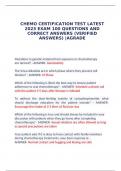 CHEMO CERTIFICATION TEST LATEST 2023 EXAM 100 QUESTIONS AND CORRECT ANSWERS &lpar;VERIFIED ANSWERS&rpar; &vert;AGRADE